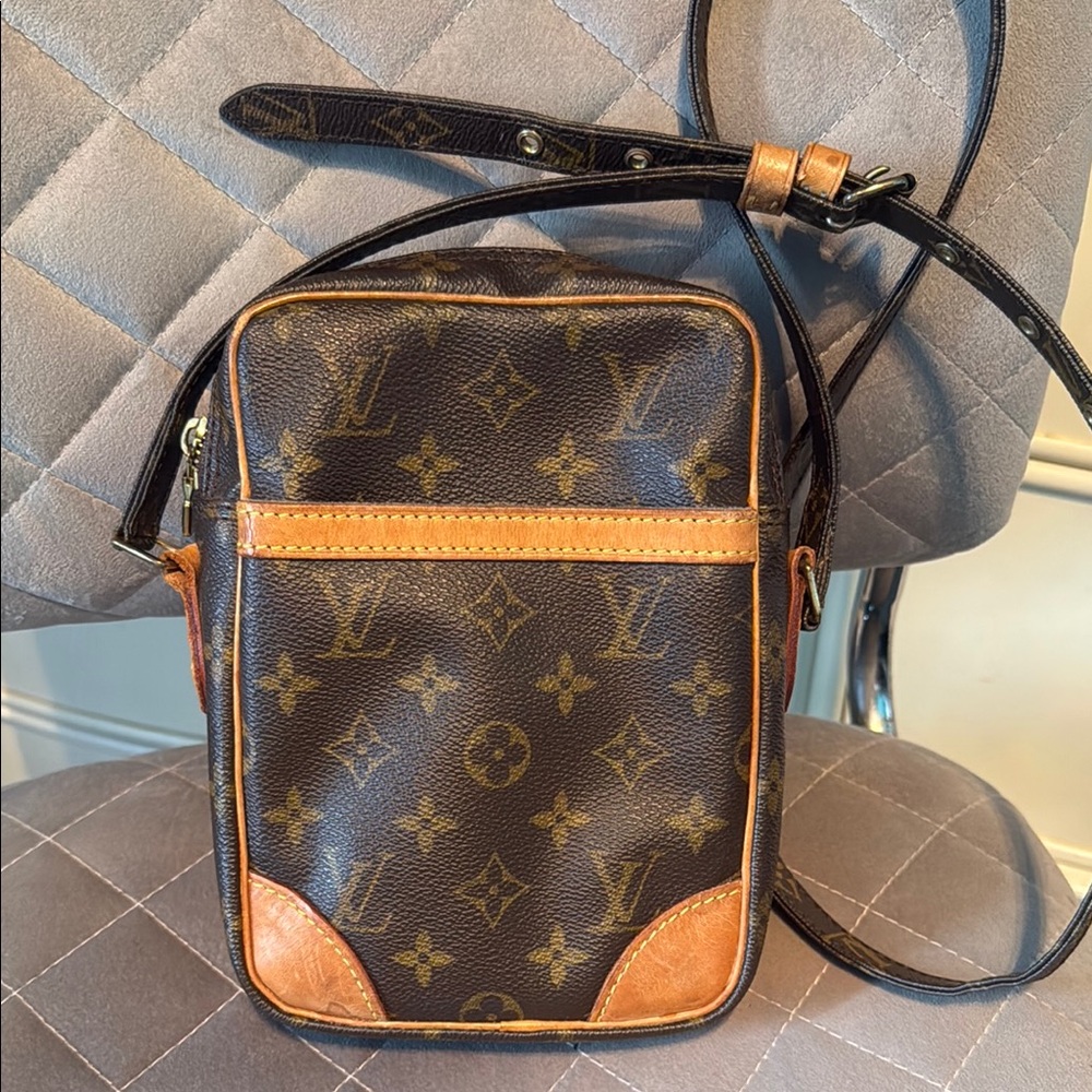 Louis Vuitton Brown and Black Crossbody Bag with Monogram Design
